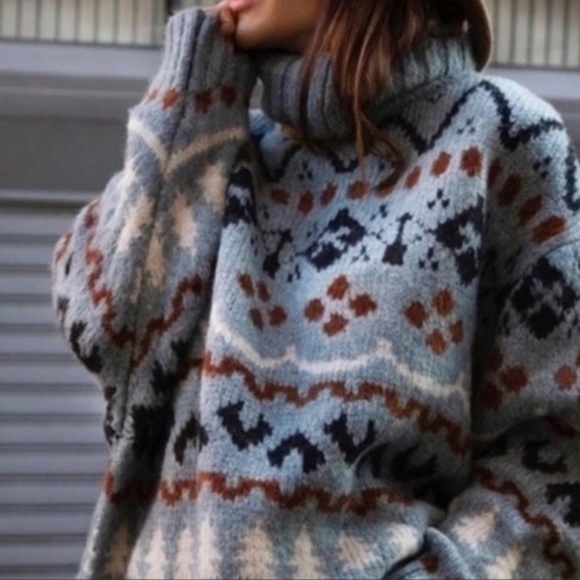 NWT ZARA OVERSIZED KNIT JACQUARD SWEATER - Picture 3 of 8